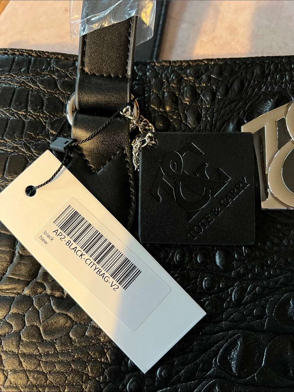 Tote&Carry Black City Bag Vegan Leather. Shoulder or Crossbody